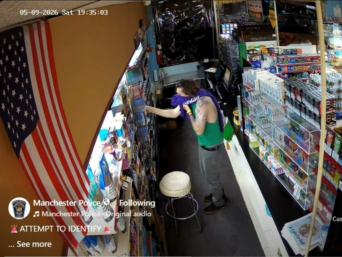 Manchester Township Police surveillance photo of burglar who smashed a window of Country Farm Food Market to steal OPIA brand concentrated 7-OH products.